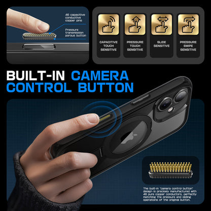 iPhone 16 6.1 inch Unicorn Beetle MAG Stand Slim Clear MagSafe Camera Control Button Case-Black