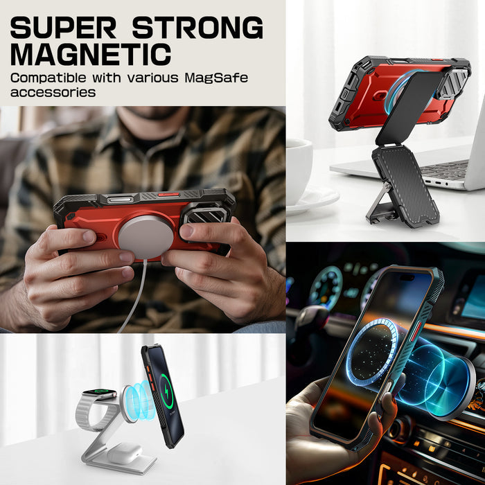 iPhone 16 Pro 6.3 inch Unicorn Beetle MAG XT MagSafe Case-Metallic Red