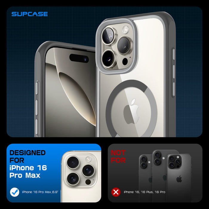 iPhone 16 Pro Max 6.9 inch Unicorn Beetle MAG Slim Clear MagSafe Camera Control Button Case-Gray