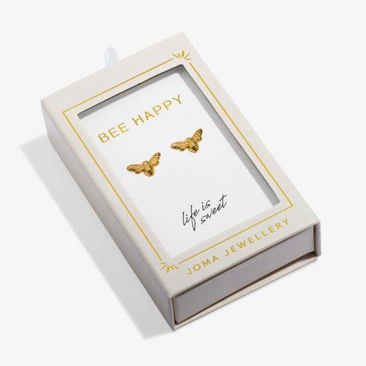 Joma Moments to Shine Gold Stud Earrings - Bee Happy