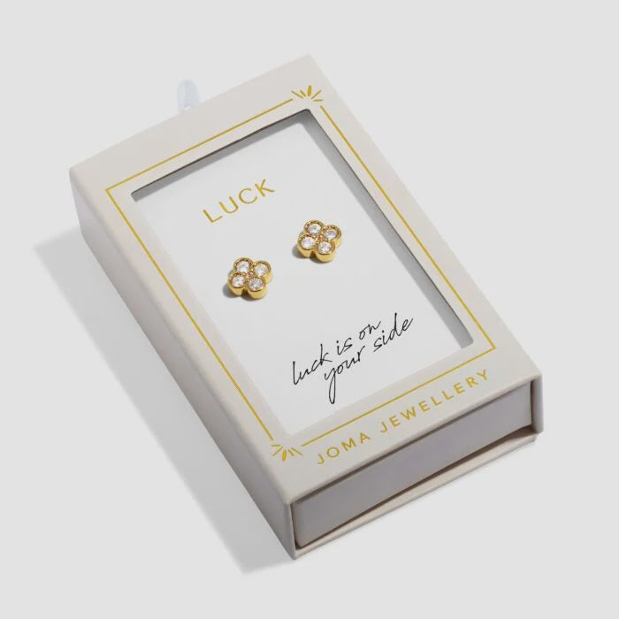 Joma Moments to Shine Gold Stud Earrings - Luck