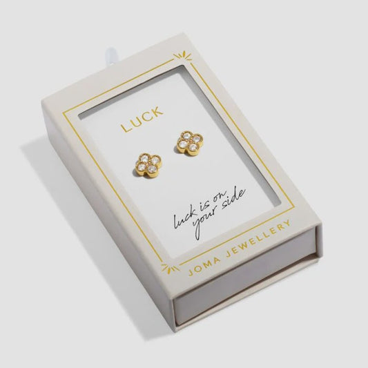 Joma Moments to Shine Gold Stud Earrings - Luck