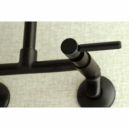 Kingston Brass Concord 8 in. Adjustable Center Wall Mount Kitchen Faucet (KS813) Matte Black