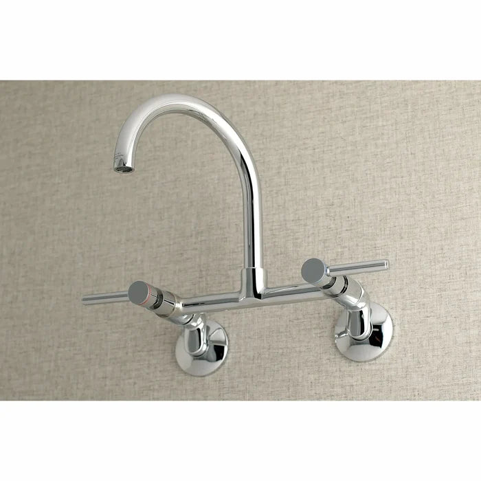 Kingston Brass Concord 8 in. Adjustable Center Wall Mount Kitchen Faucet (KS814) Polished Chrome