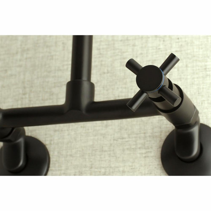 Kingston Brass Concord 8 in. Adjustable Center Wall Mount Kitchen Faucet (KS414) Matte Black