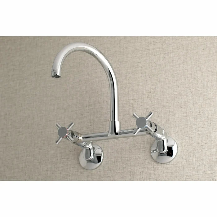 Kingston Brass Concord 8 in. Adjustable Center Wall Mount Kitchen Faucet (KS414) Polished Chrome