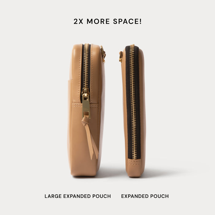 Large Expanded Pouch - Tan/Gold