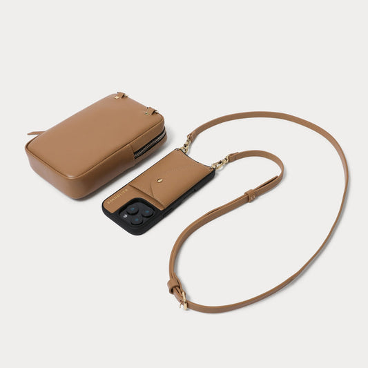 Large Expanded Pouch Set - Tan/Gold