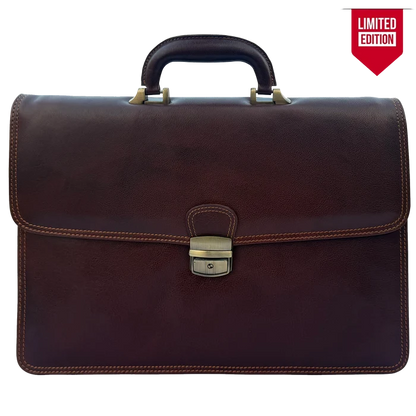 Leather Briefcase for Men - Slim Professional Laptop Messenger Bag