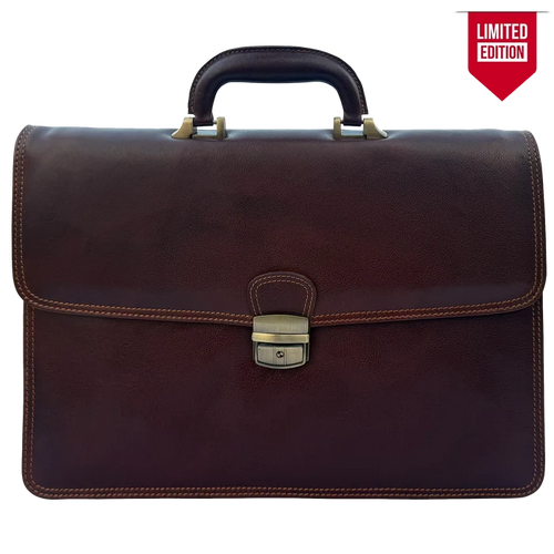 Leather Briefcase for Men - Slim Professional Laptop Messenger Bag
