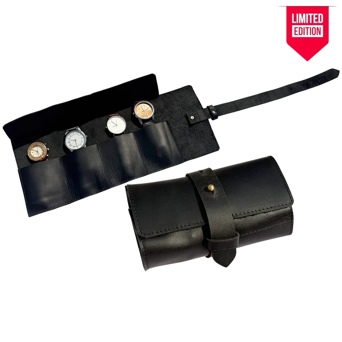 Leather Watch Roll | Full-Grain 4-Watch Travel Case