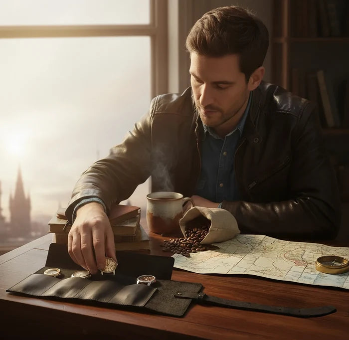 Leather Watch Roll | Full-Grain 4-Watch Travel Case