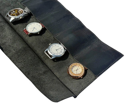 Leather Watch Roll | Full-Grain 4-Watch Travel Case
