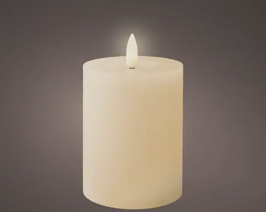 LED Battery Operated Cream Wax Pillar Candle - 11cm