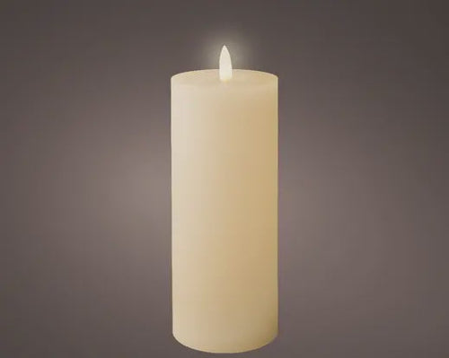 LED Battery Operated Cream Wax Pillar Candle - 19cm