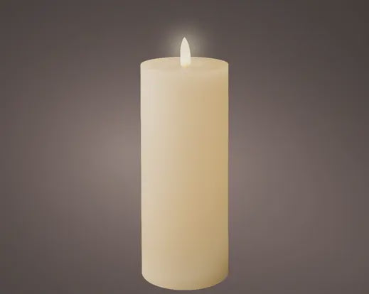 LED Battery Operated Cream Wax Pillar Candle - 19cm