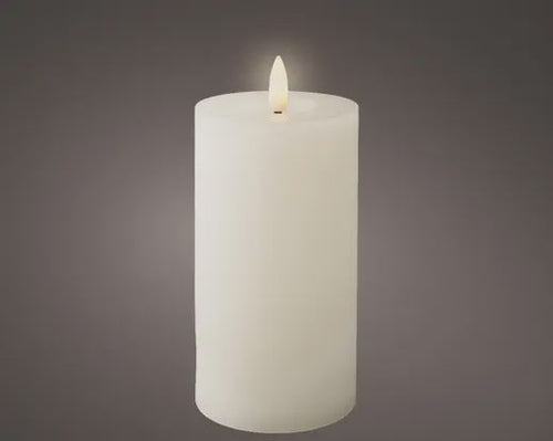 LED Battery Operated White Wax Pillar Candle - 15cm