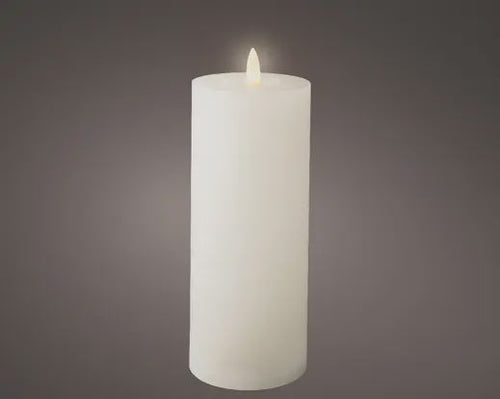 LED Battery Operated White Wax Pillar Candle - 19cm