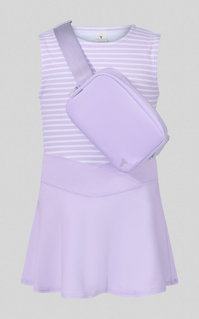 Little Girls Tank, Crossover Skort, Fanny bag Set: Pastel Lilac