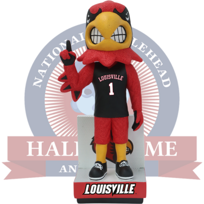 Louie the Cardinal Louisville Cardinals Mascot Black Basketball Jersey Bobblehead