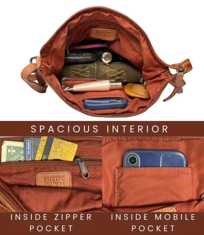 Luna Leather Sling Bag for Women, Brown