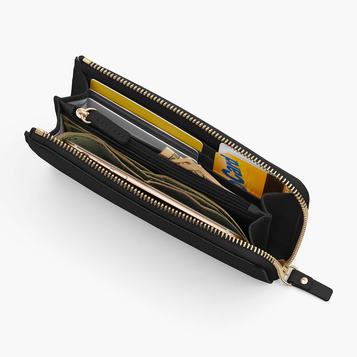 Interior 1 Propped - The Leather Wallet - Nappa Leather - Black / Gold / Grey - Small Accessory - Lo & Sons