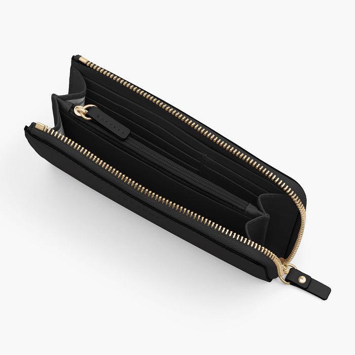 Interior 1 Empty - The Leather Wallet - Nappa Leather - Black / Gold / Grey - Small Accessory - Lo & Sons