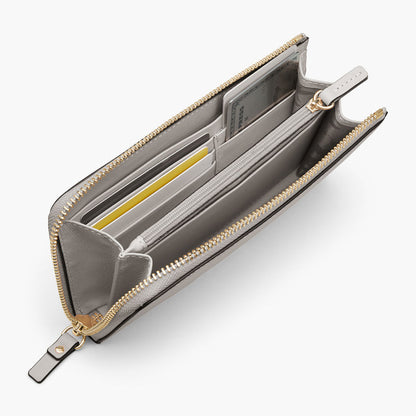 Interior Card Slot - The Leather Wallet - Nappa Leather - Light Grey / Gold / Grey - Small Accessory - Lo & Sons