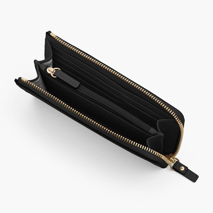 Interior 1 Empty - The Leather Wallet - Saffiano Leather - Black / Gold / Grey - Small Accessory - Lo & Sons
