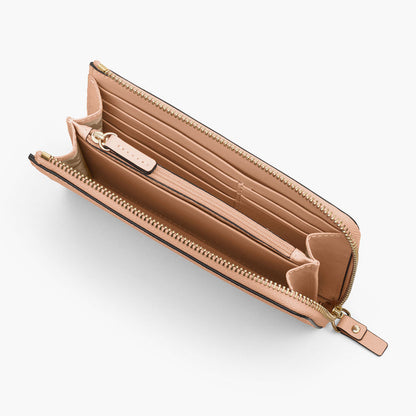 Interior 1 Empty - The Leather Wallet - Saffiano Leather - Rose Quartz / Gold / Camel - Small Accessory - Lo & Sons