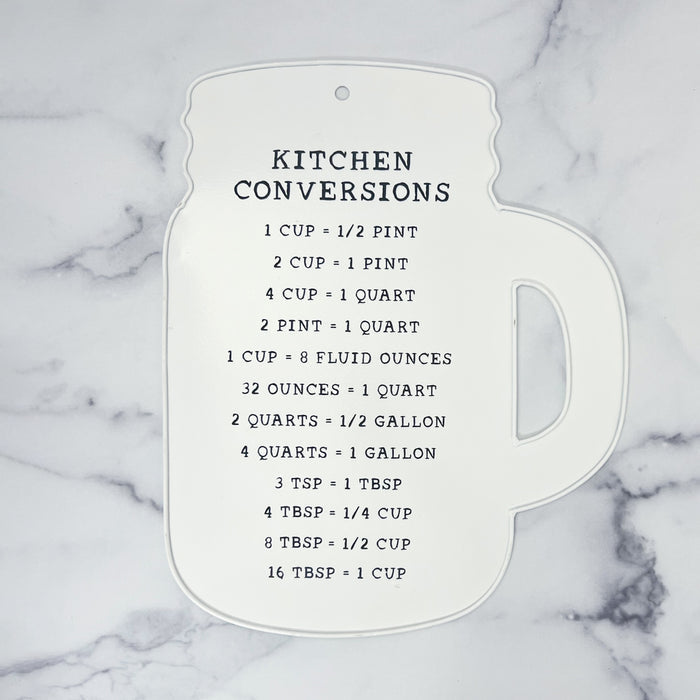 Mason Jar Shaped Kitchen Conversion Metal Wall Sign