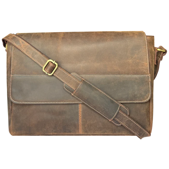 Maverick Leather Messenger Bag for Men - Travel Crossbody Laptop Satchel