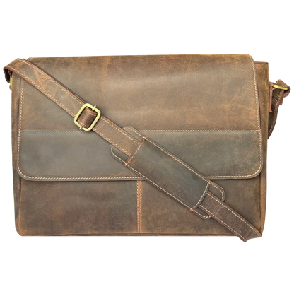 Maverick Leather Messenger Bag for Men - Travel Crossbody Laptop Satchel