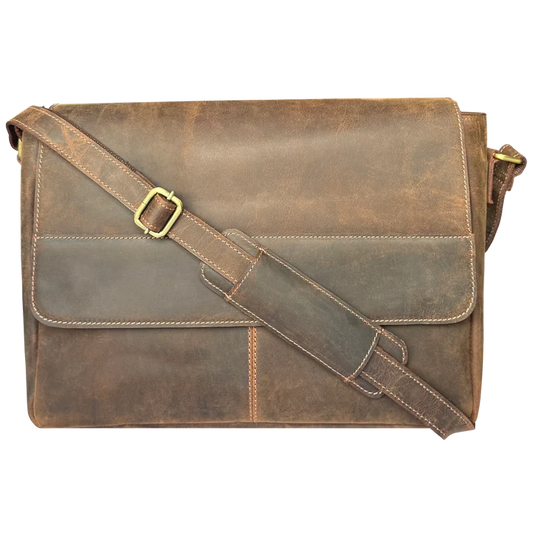 Maverick Leather Messenger Bag for Men - Travel Crossbody Laptop Satchel