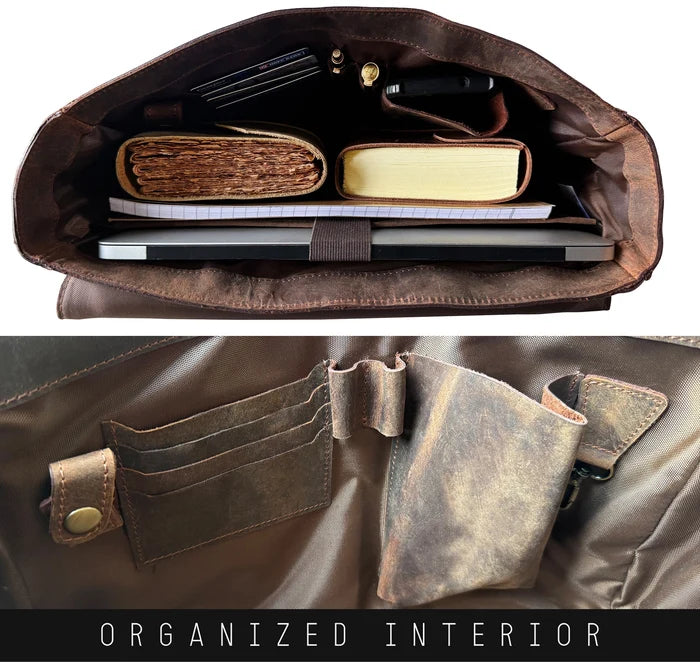 Maverick Leather Messenger Bag for Men - Travel Crossbody Laptop Satchel
