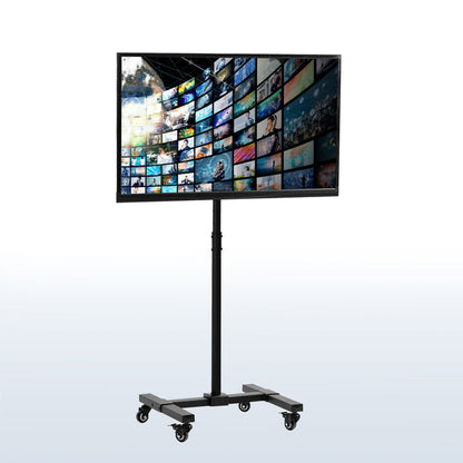 Sturdy mobile height adjustable TV cart with wheels.