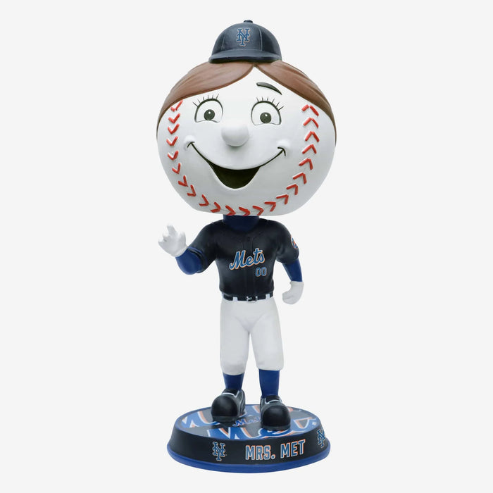Mrs. Met New York Mets Black Jersey Field Stripe Bighead MLB Baseball Bobblehead
