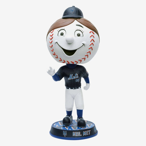 Mrs. Met New York Mets Black Jersey Field Stripe Bighead MLB Baseball Bobblehead