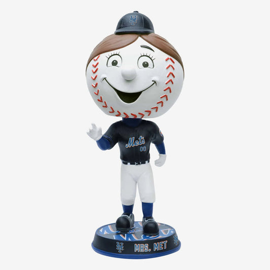 Mrs. Met New York Mets Black Jersey Field Stripe Bighead MLB Baseball Bobblehead