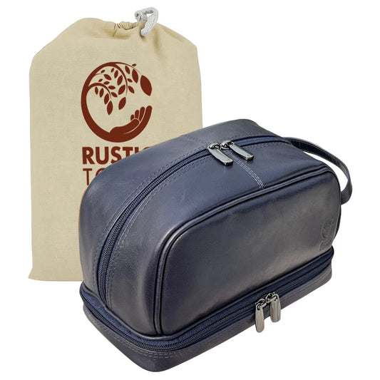 Nancy Leather Toiletry Bag for Men & Women - Travel Dopp Shaving Kit