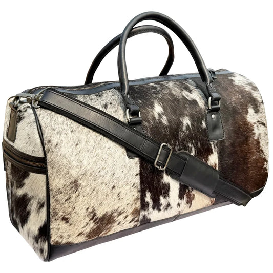 Navigator Leather Duffle Bag for Men – Hair-On Overnight Weekender Travel Bag