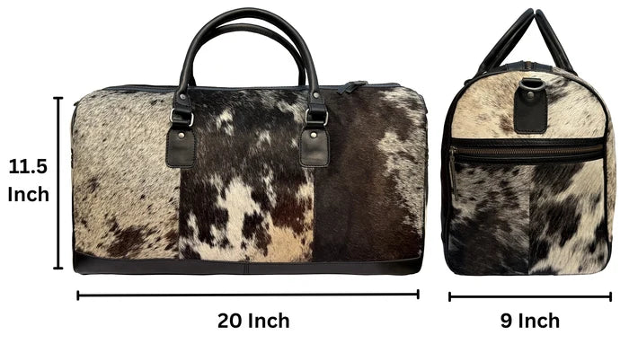 Navigator Leather Duffle Bag for Men – Hair-On Overnight Weekender Travel Bag