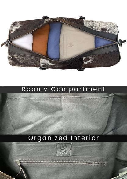 Navigator Leather Duffle Bag for Men – Hair-On Overnight Weekender Travel Bag