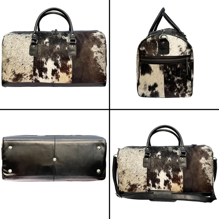 Navigator Leather Duffle Bag for Men – Hair-On Overnight Weekender Travel Bag