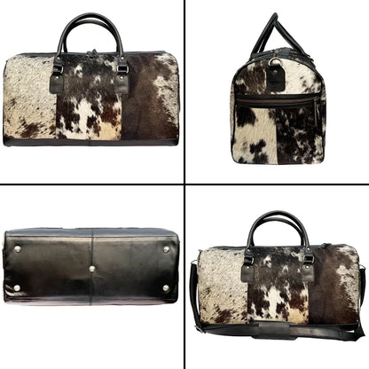 Navigator Leather Duffle Bag for Men – Hair-On Overnight Weekender Travel Bag