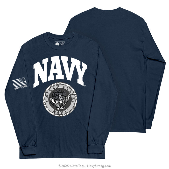 "Navy A.C.E. Emblem" Long Sleeve Tee | Navy
