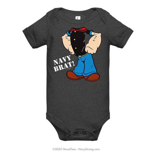 "Navy Brat Popeye" Onesie | Dark Grey