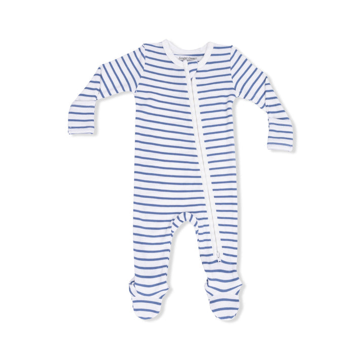 Navy Stripe - 2 Way Zipper Footie