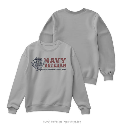 "Navy Veteran" Distressed Crewneck Sweatshirt | Grey