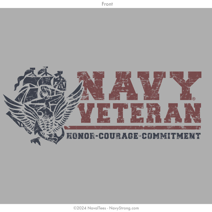 "Navy Veteran" Distressed Tee | Grey
